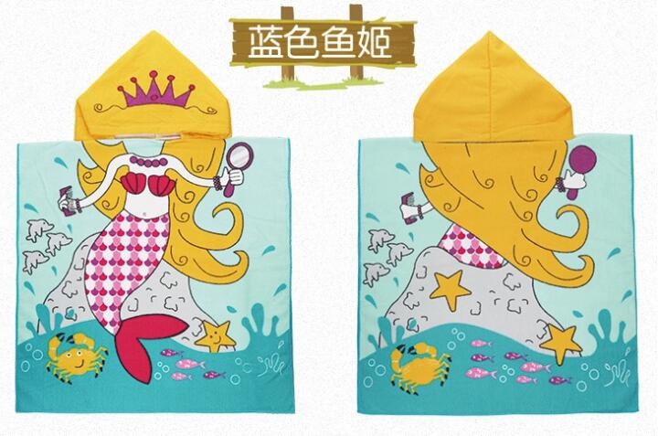 high quality 100% cotton Soft Kids hooded Poncho Custom design Baby Hooded Towel