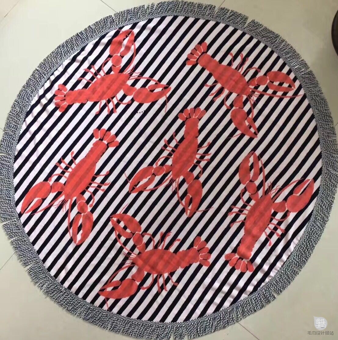 150cm diameter with colorful tassel fringe round beach towel