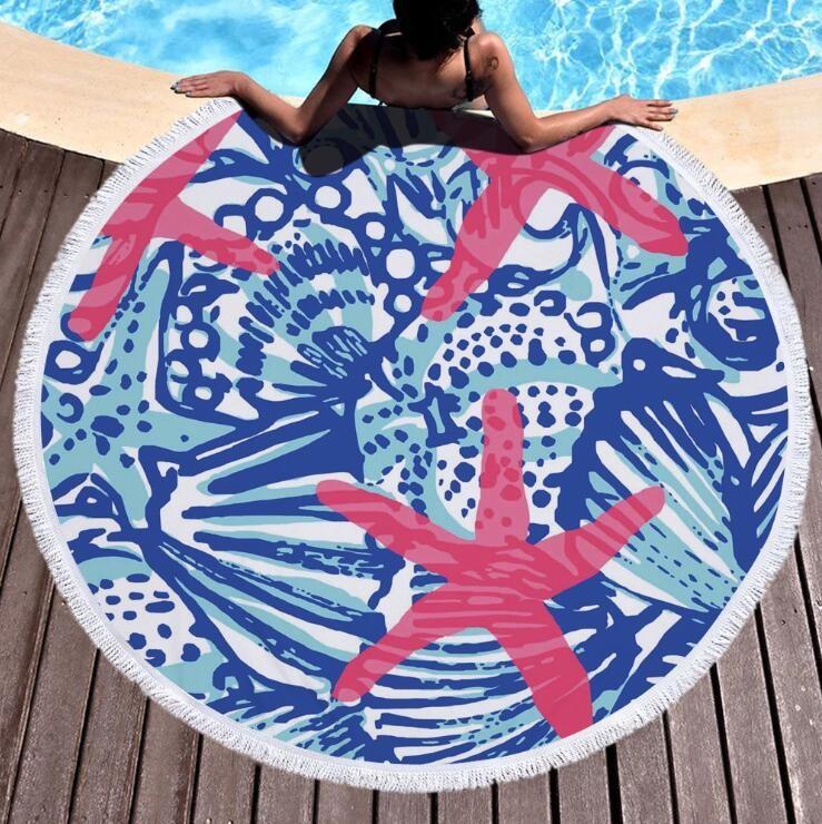 2020 Amazon hot sale printed microfiber round beach towel