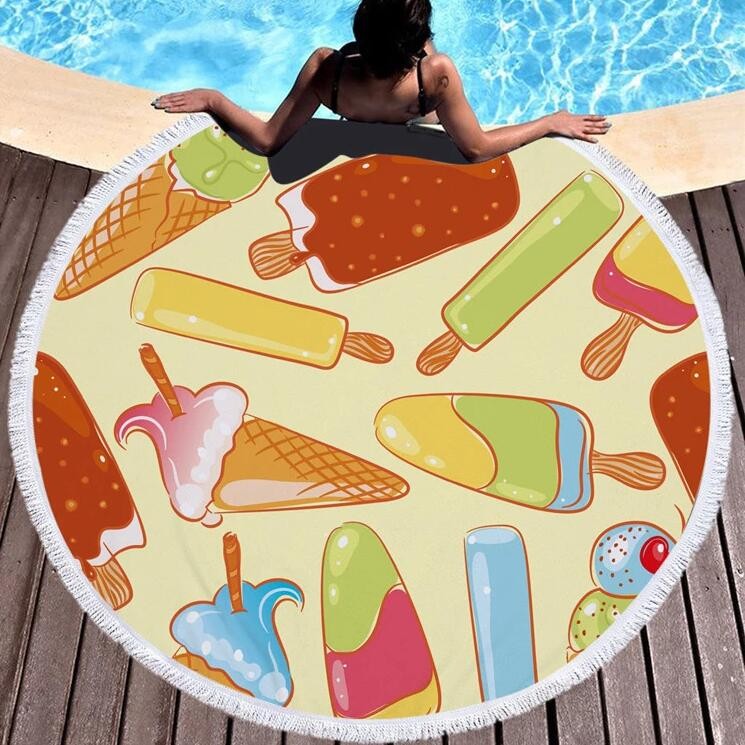 	 2019 best selling sand free customer printing round microfibe towel