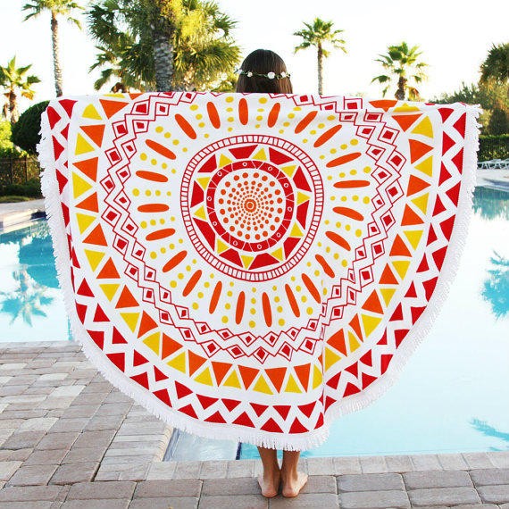 	 Colorful and Fun  Circular beach towels for Beach and Travel