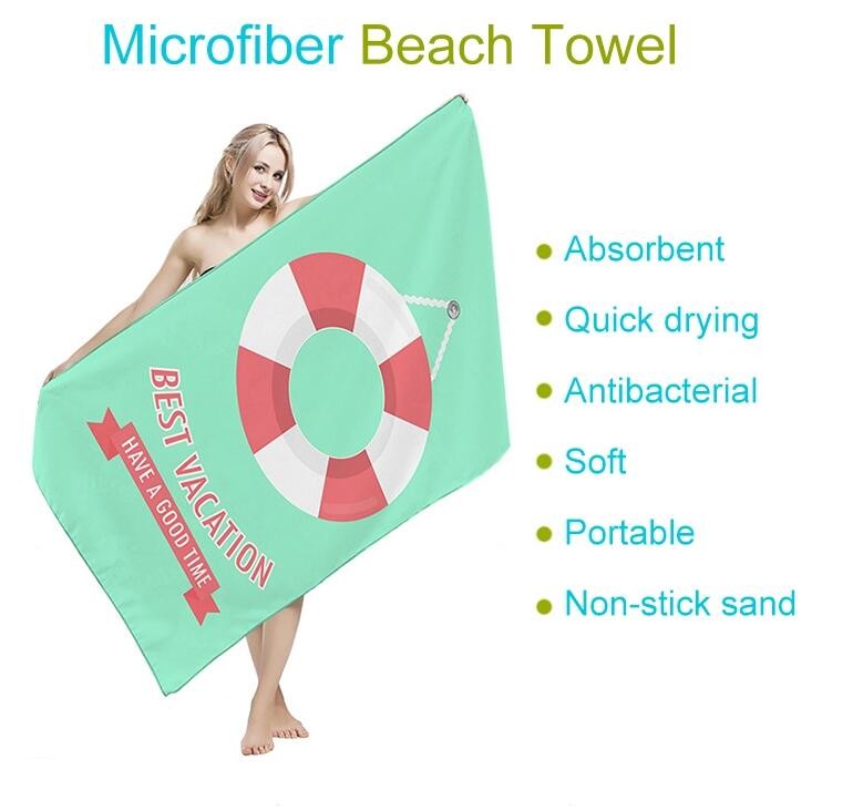 Custom microfiber compact waffle printed sand free beach towel