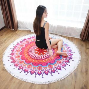 Printed microfiber round beach towel