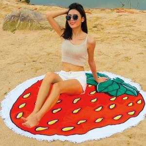 Straw berry  printed sand free round beach towels