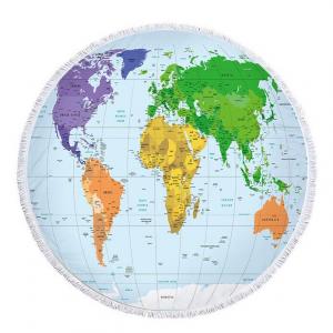 World map design circular beach towels 