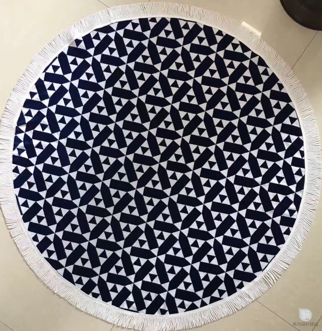  100% cotton velour reactive printed round beach towel with tassels
